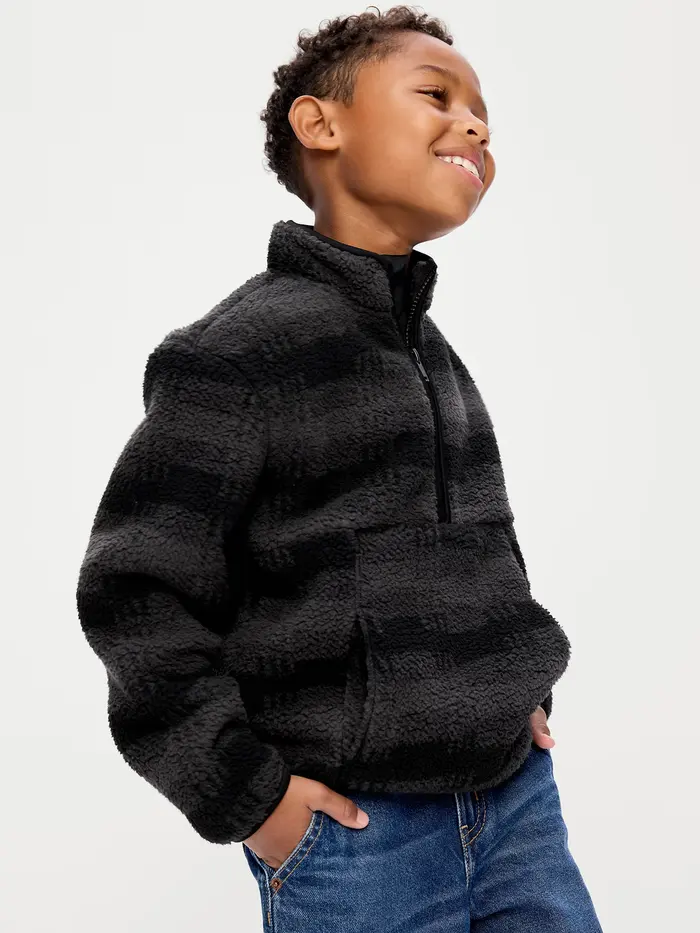 Sherpa Half-Zip Pullover for Boys - Black Jack