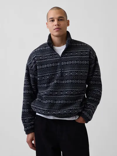 Sherpa Oversized Half-Zip Pullover - BLACK FAIRISLE