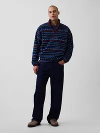 Sherpa Oversized Half-Zip Pullover - NAVY FAIRISLE — view 2