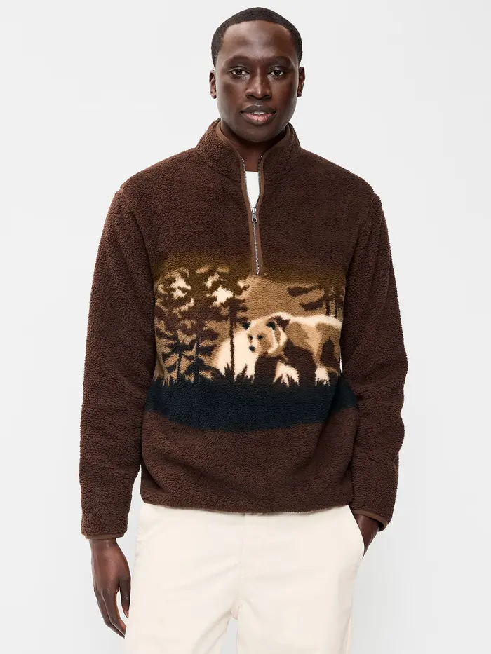 Sherpa Quarter Zip - Teddy Bear Brown