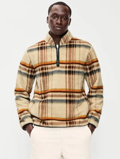 Sherpa Quarter Zip - White Plaid