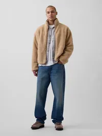 Sherpa Relaxed Zip Jacket - LIGHT JUTE — view 2