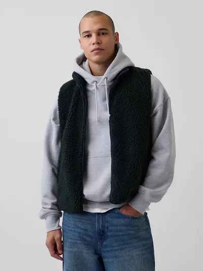 Sherpa Zip Vest - green gitane