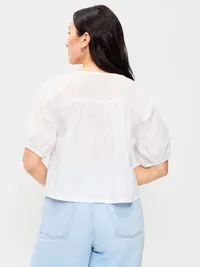 Short-Sleeve Beaded Top - White Lilies — view 5