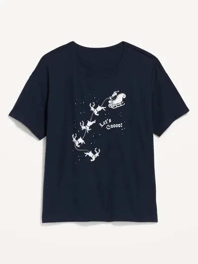 Short-Sleeve Graphic Pajama T-Shirt - Lets Go