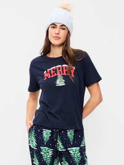 Short-Sleeve Graphic Pajama T-Shirt - Merry
