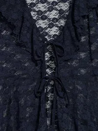 Short-Sleeve Open-Front Lace Ruffle Top - Arctic Depth — view 4