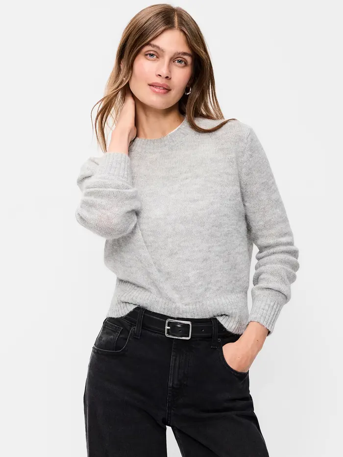 Shrunken Wool-Blend Crew-Neck Sweater - LIGHT GREY