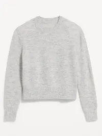 Shrunken Wool-Blend Crew-Neck Sweater - LIGHT GREY — view 4
