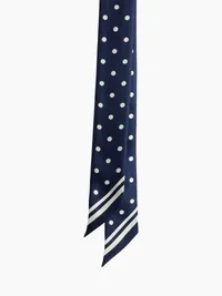 Silk Bag Scarf - Navy blue dot — view 2
