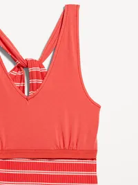 Sleeveless Ribbed Loop-Back Tank Top - Red Stripe — view 5