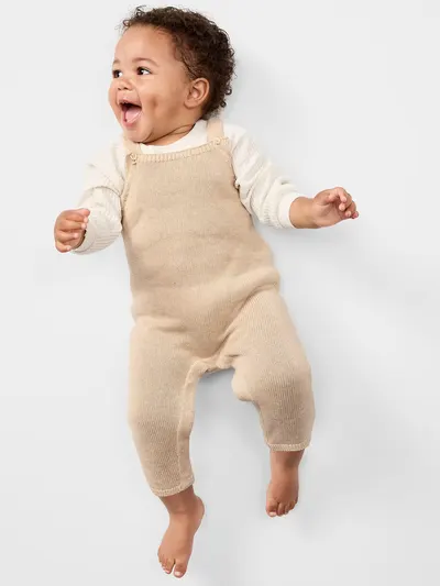 Sleeveless Sweater-Knit Jumpsuit for Baby - Oatmeal Heather