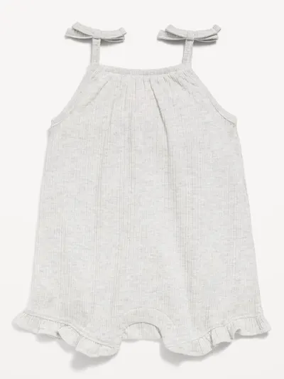 Sleeveless Tie-Strap One-Piece Romper for Baby - Light Heather Gray