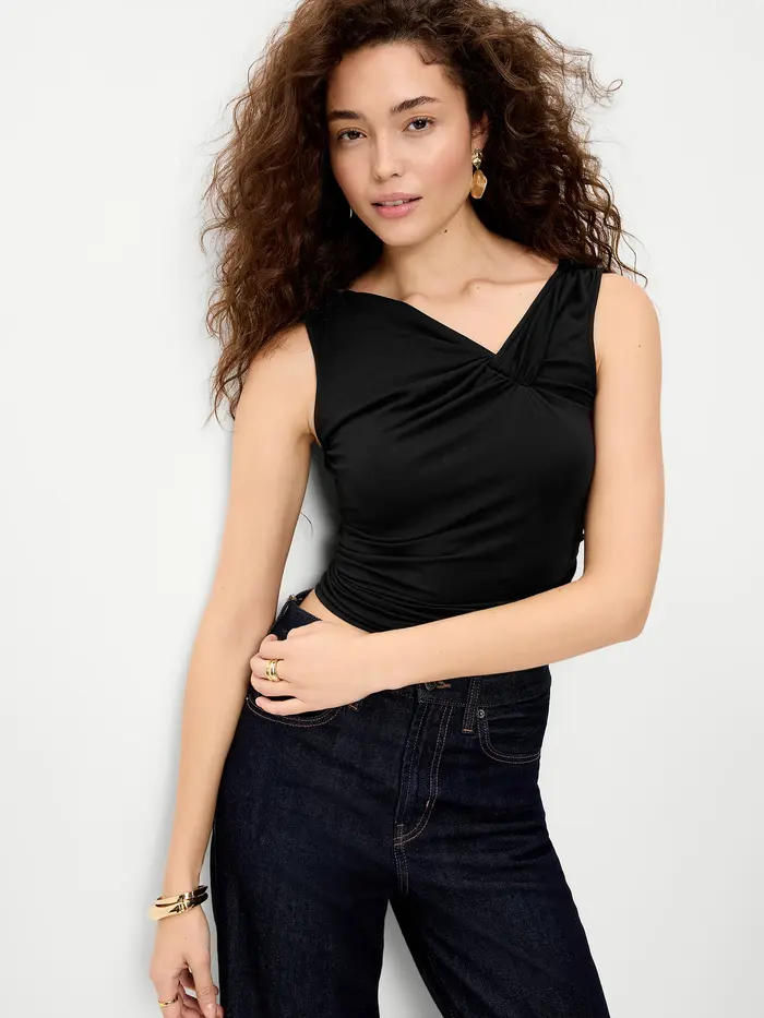 Sleeveless Twist-Front Top - Black Jack