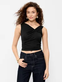 Sleeveless Twist-Front Top - Black Jack — view 2