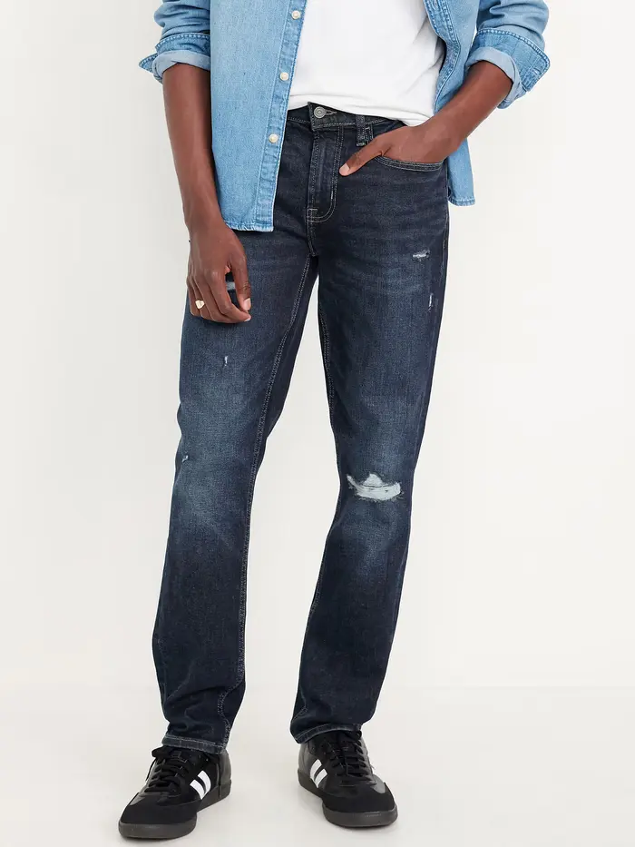 Slim 360° Tech Stretch Performance Jeans - Dark Destroyed
