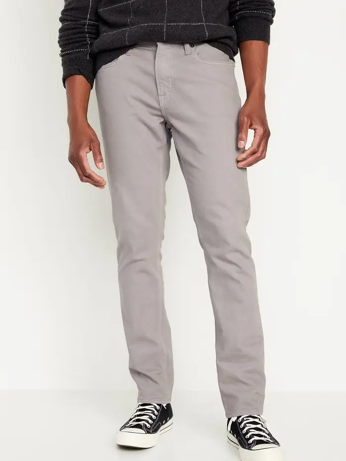 Slim Built-In Flex Five-Pocket Pants - Light Gray