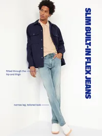 Slim Built-In-Flex Jeans - Black Rinse — view 5