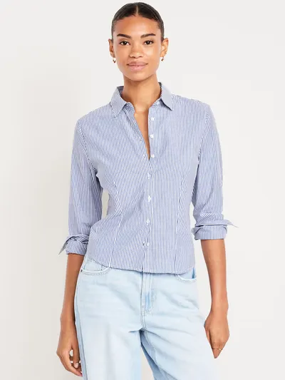 Slim Button-Down Striped Shirt - Blue Stripe