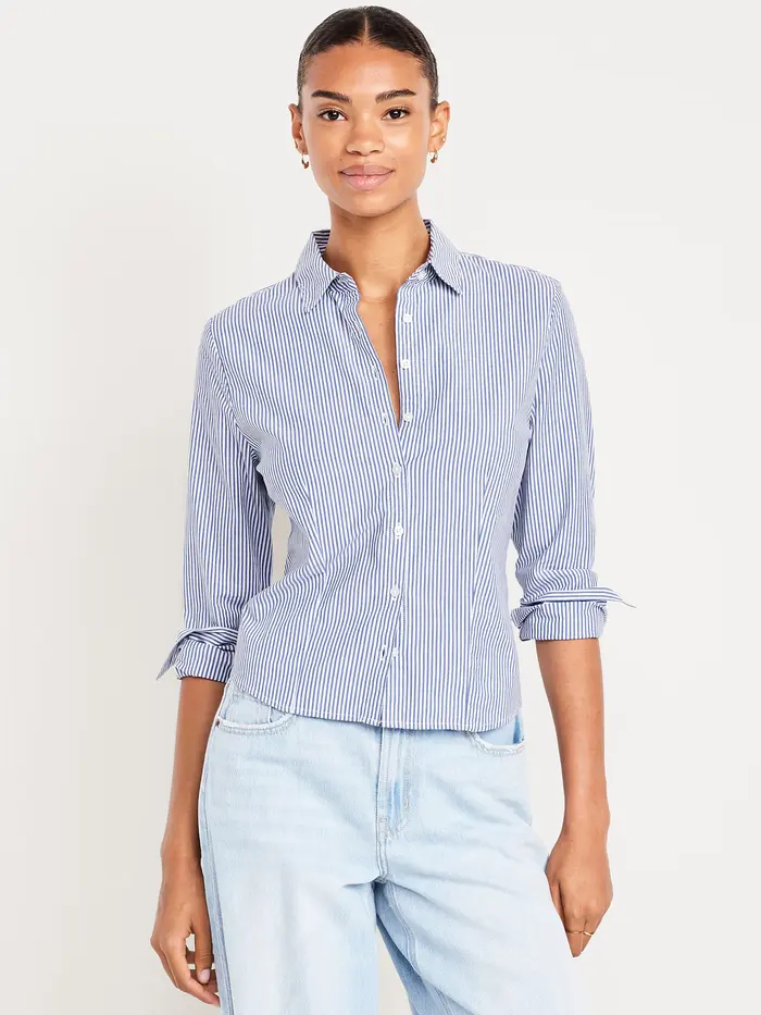 Slim Button-Down Striped Shirt - Blue Stripe
