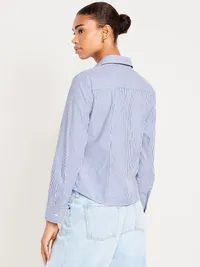 Slim Button-Down Striped Shirt - Blue Stripe — view 2
