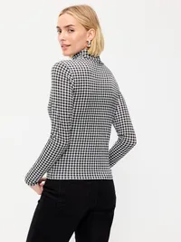 Slim-Fit Printed Turtleneck - Black/Black Gingham — view 2