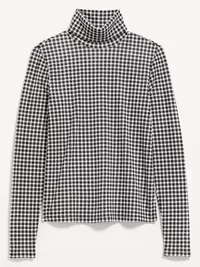 Slim-Fit Printed Turtleneck - Black/Black Gingham — view 4