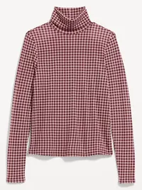 Slim-Fit Printed Turtleneck - Red Gingham — view 4