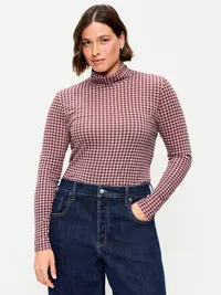Slim-Fit Printed Turtleneck - Red Gingham — view 5