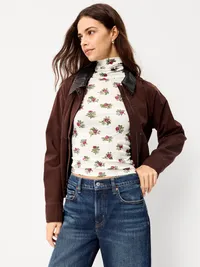 Slim-Fit Printed Turtleneck - White Floral — view 3