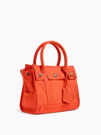 Small Canvas Five Pocket Tote - Persimmon orange — view 3