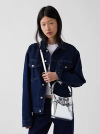 Small Metallic Bucket Bag - Silver — view 2