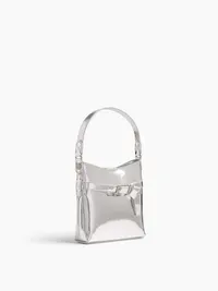 Small Metallic Bucket Bag - Silver — view 3