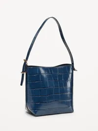 Small Preppy Croc-Embossed Bucket Bag - Midnight — view 2
