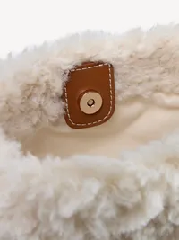 Small Shearling Bucket Bag - Ivory — view 3