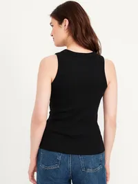 Snug Crop Ribbed Tank Top - Black Jack — view 2