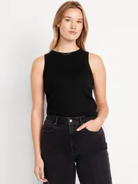 Snug Crop Ribbed Tank Top - Black Jack — view 5