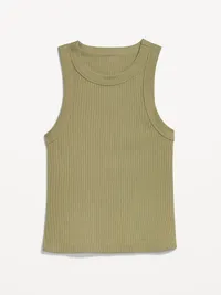 Snug Crop Ribbed Tank Top - Dill Caper — view 3