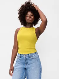 Snug Crop Ribbed Tank Top - Lacewing — view 4