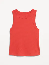Snug Crop Ribbed Tank Top - Red Buttons — view 4