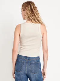 Snug Crop Ribbed Tank Top - Wish Bone — view 2