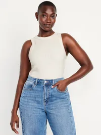 Snug Crop Ribbed Tank Top - Wish Bone — view 5