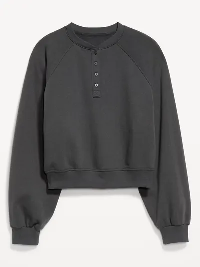 SoComfy Oversized Button-Front Sweatshirt - Panther
