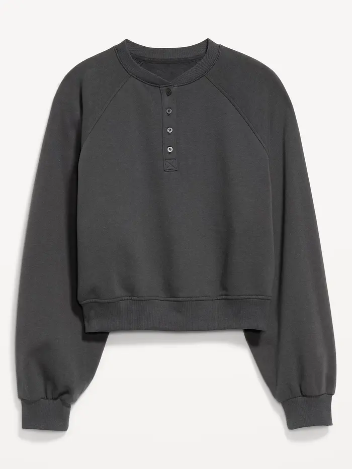 SoComfy Oversized Button-Front Sweatshirt - Panther