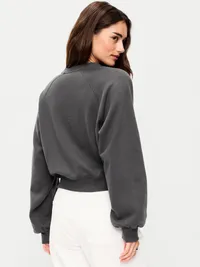 SoComfy Oversized Button-Front Sweatshirt - Panther — view 2