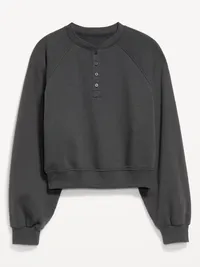 SoComfy Oversized Button-Front Sweatshirt - Panther — view 4