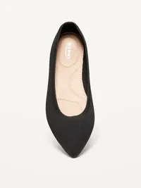 Soft-Knit Pointed-Toe Ballet Flats - Black — view 3