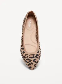 Soft-Knit Pointed-Toe Ballet Flats - Leopard — view 2