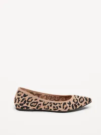 Soft-Knit Pointed-Toe Ballet Flats - Leopard — view 3