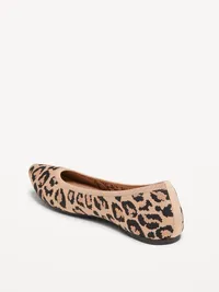 Soft-Knit Pointed-Toe Ballet Flats - Leopard — view 4